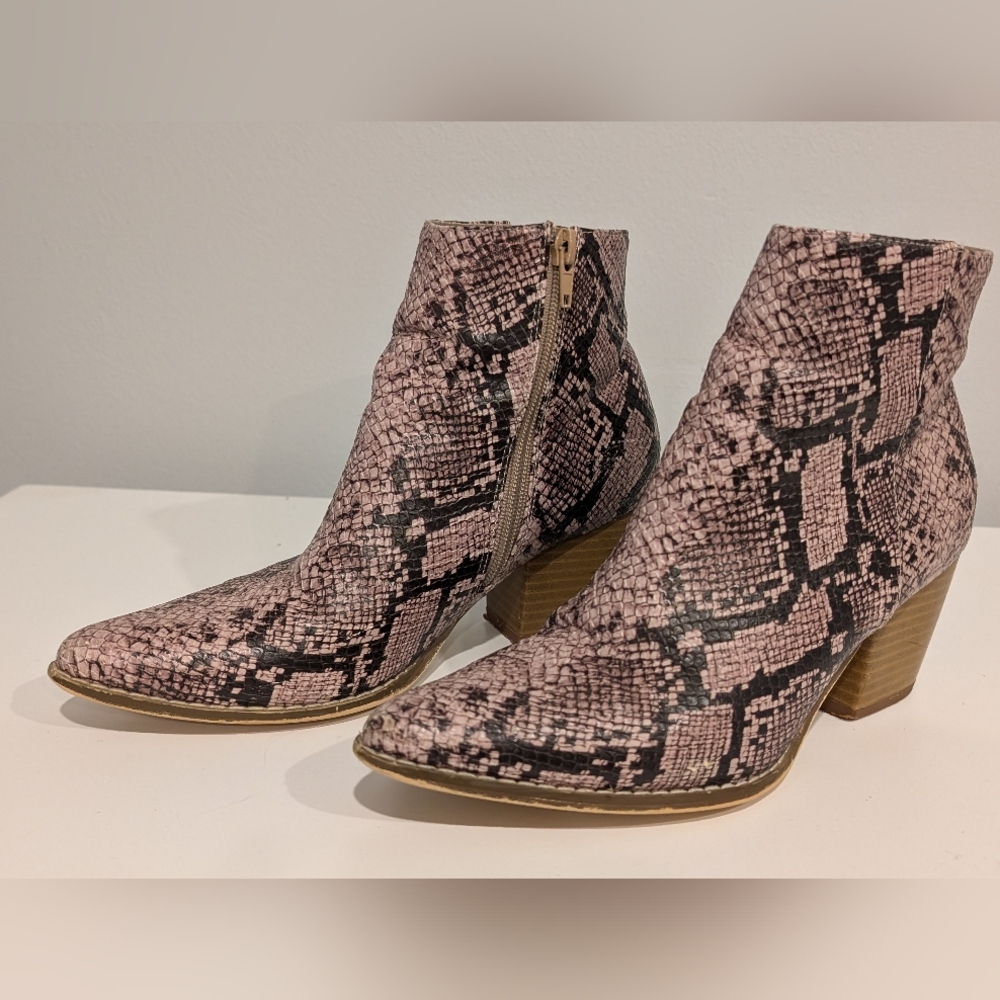 Matisse Coconuts Snake Print "Going West" Ankle Booties